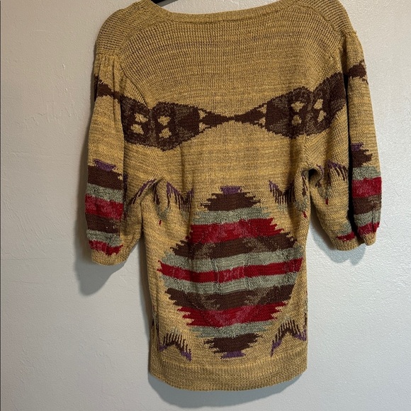 Ralph Lauren Gold and Brown linen, cotton and silk blend  V-Neck Sweater - Picture 6 of 9